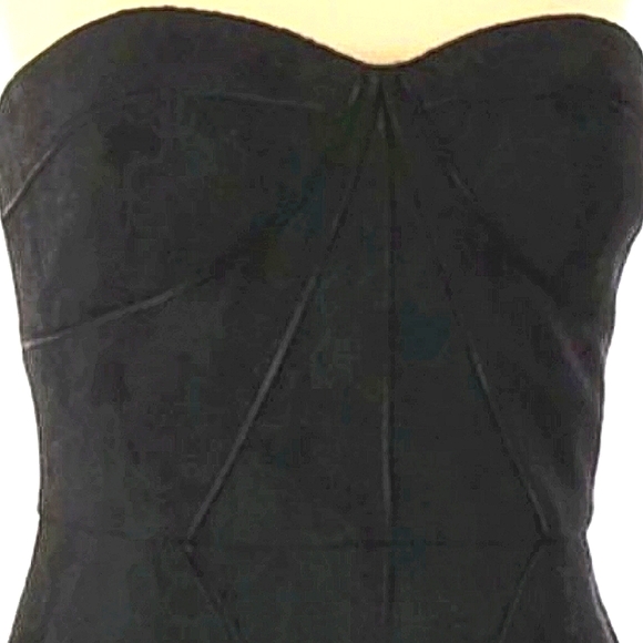 AQUA-Strapless-Dress-EUC- LACE BLACK, FLORAL PATTERN, SIZE:0 BACKZIP FORMAL-GOWN - Picture 2 of 8